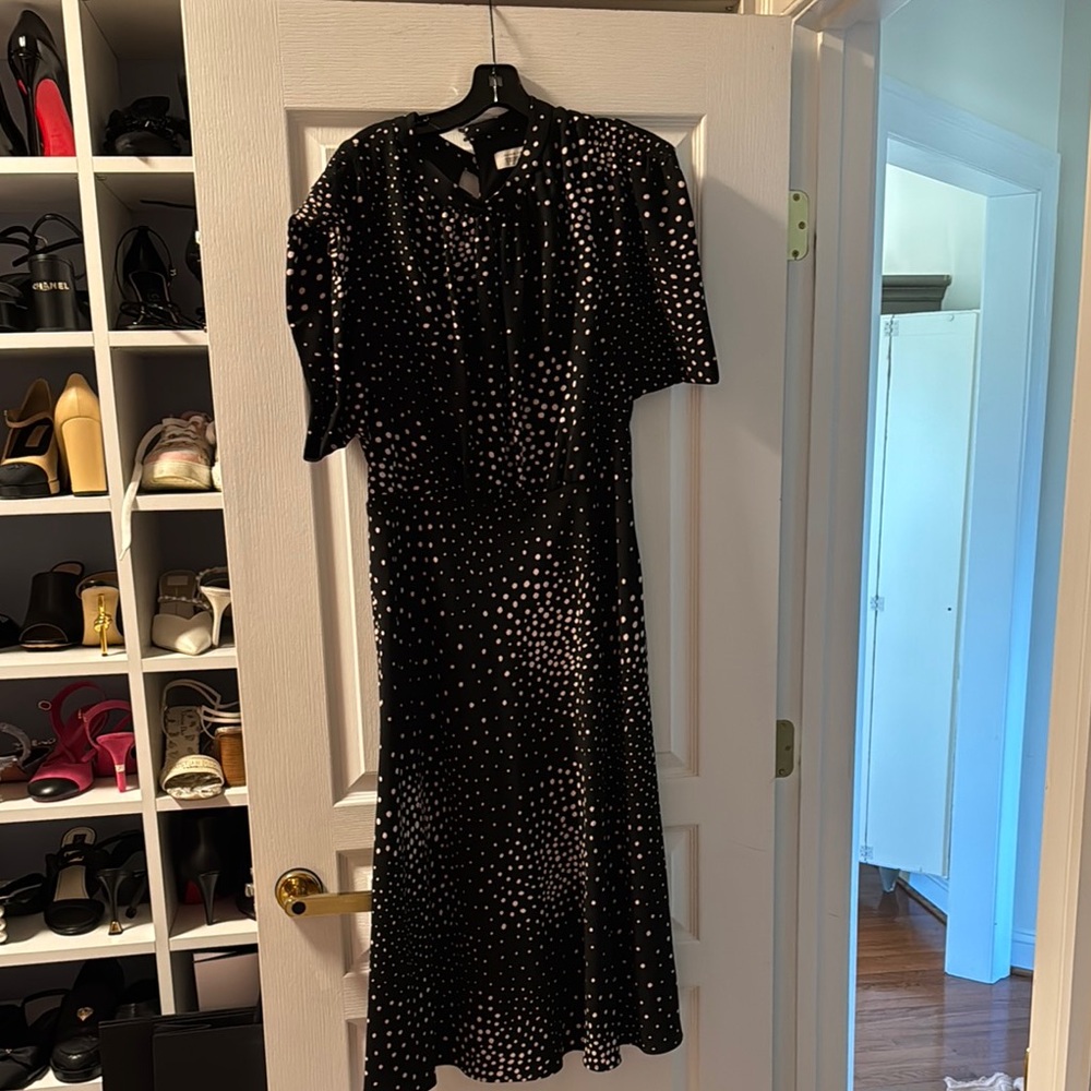 Teri Jon Black Sheath Dress with Flutter Sleeves